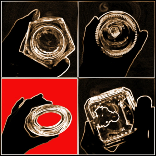 4 Squares solarized 1 panel red